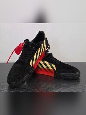 Used ,Sz 10,5 Off-White Vulc Low 'Black Yellow Green'